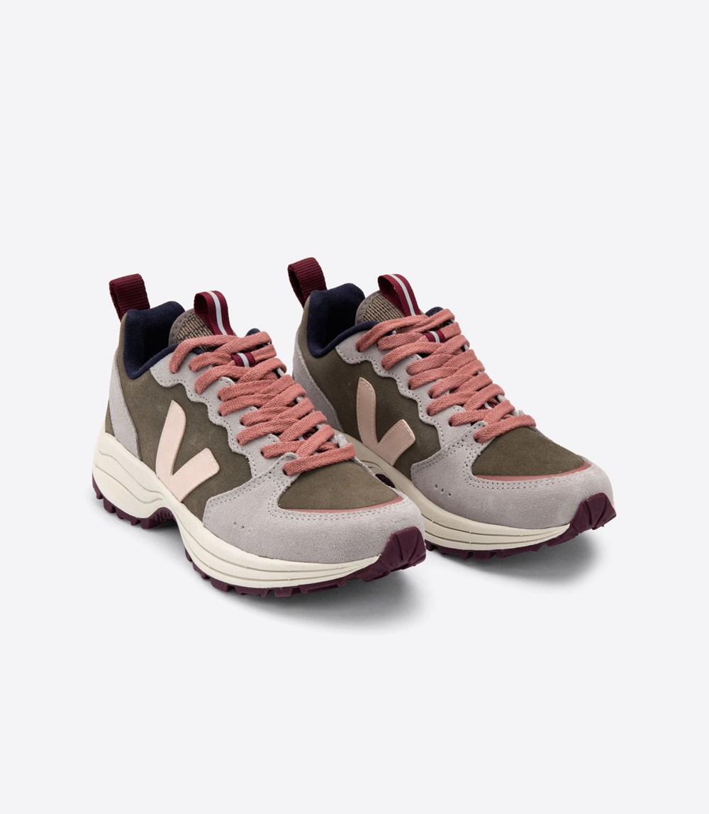 Veja Sneakers Womens - Venturi Suede - Olive/Grey/Pink - 8359PHGVE